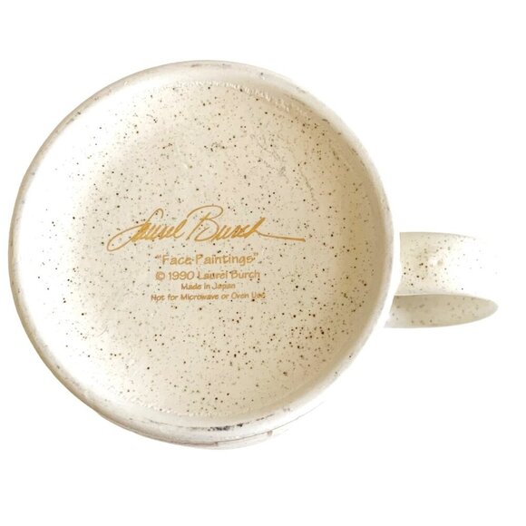 1990 Laurel Burch Native Spirit Face Painting Mug Coffee Cup 18K Gold Leafing - Picture 5 of 9